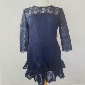 One One Six Medium Lace Ruffle Evening  Dress